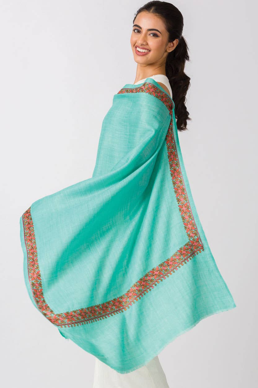 Taisha Hand Embroidered Shawls: Orchid