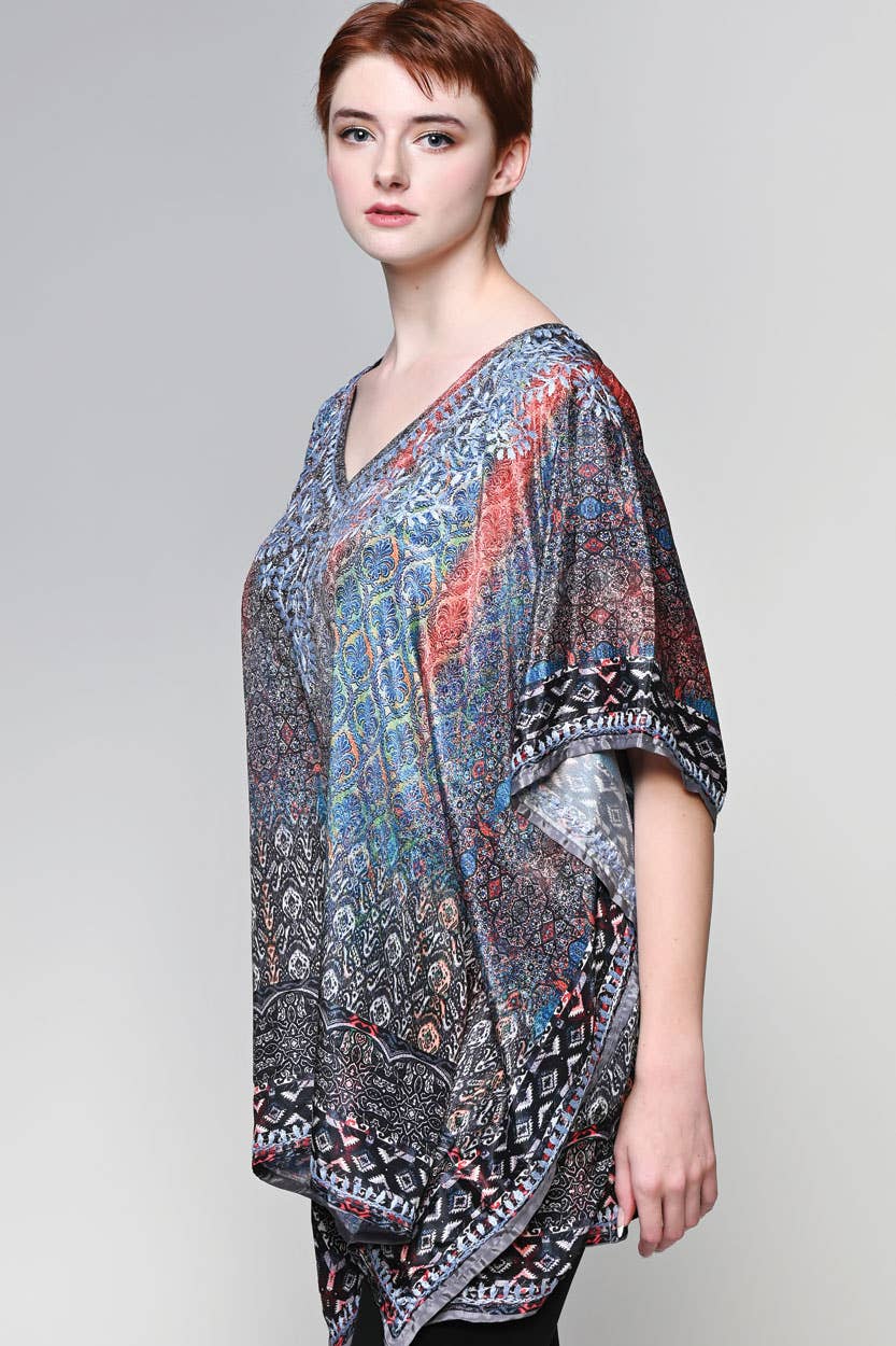 Ranita Hand Embroidered Top: Silver Multi