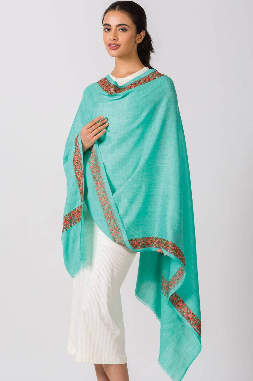 Taisha Hand Embroidered Shawls: Orchid