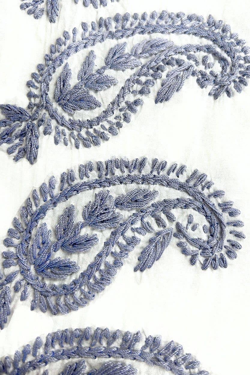 Kamalika Hand Embroidered Tunics - white/navy
