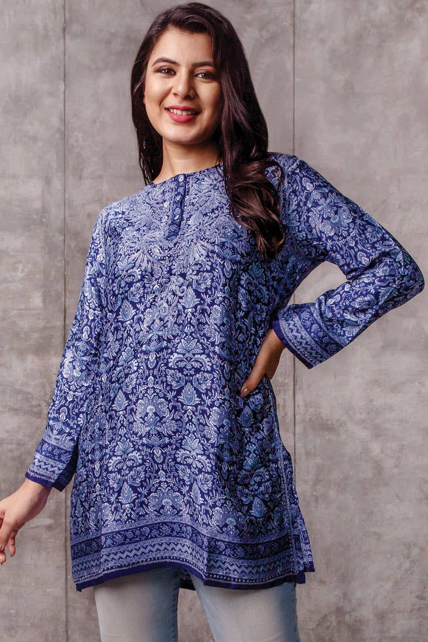 Deena Embroidered Tunic: Black