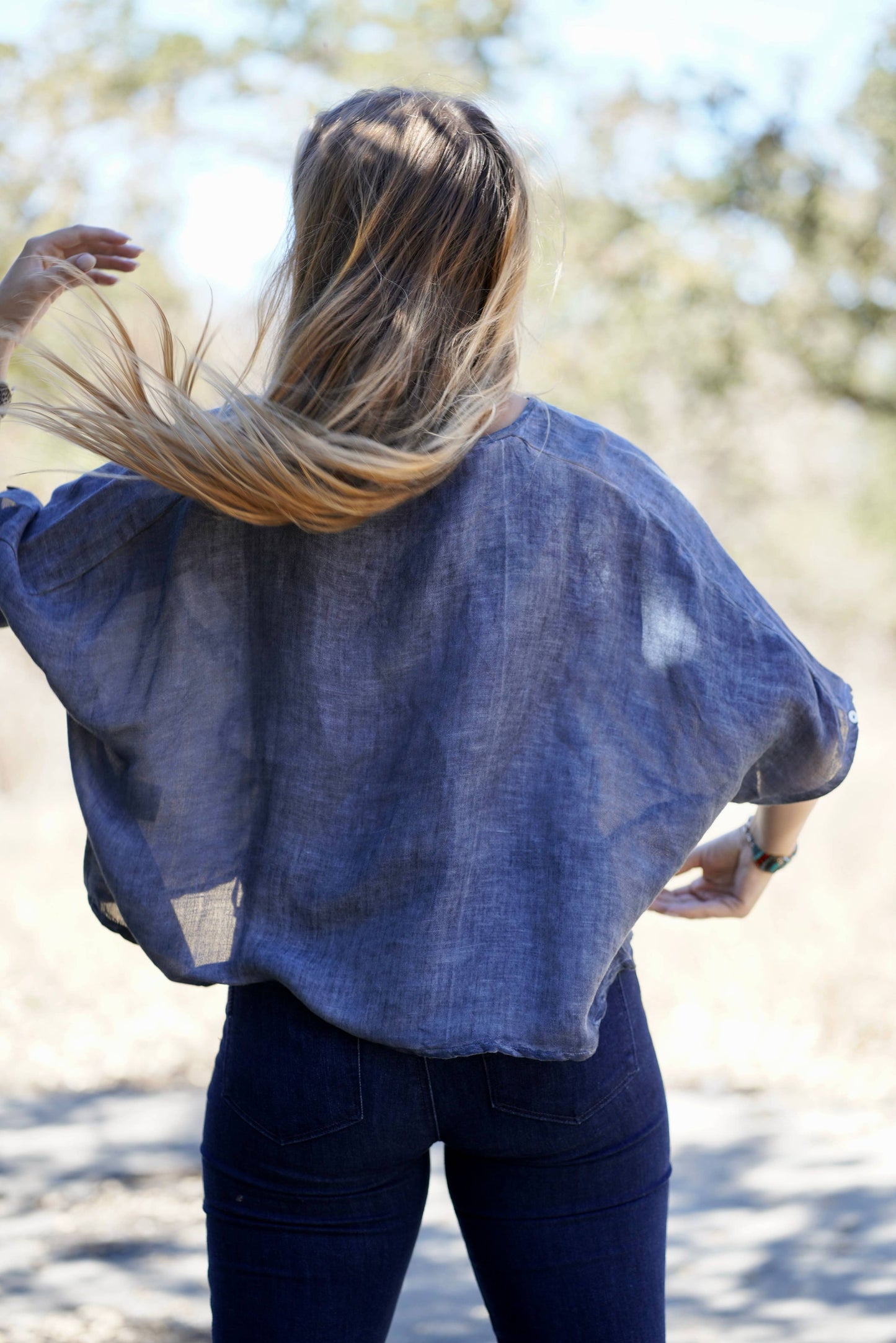 Everly Linen Blouse Denim: Denim