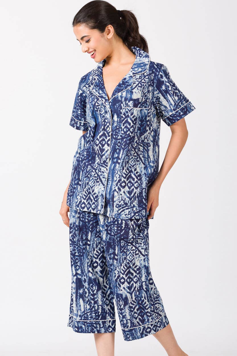 Capri Pajama Set: Indigo Batik