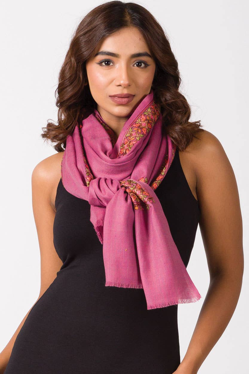 Taisha Hand Embroidered Shawls: Orchid