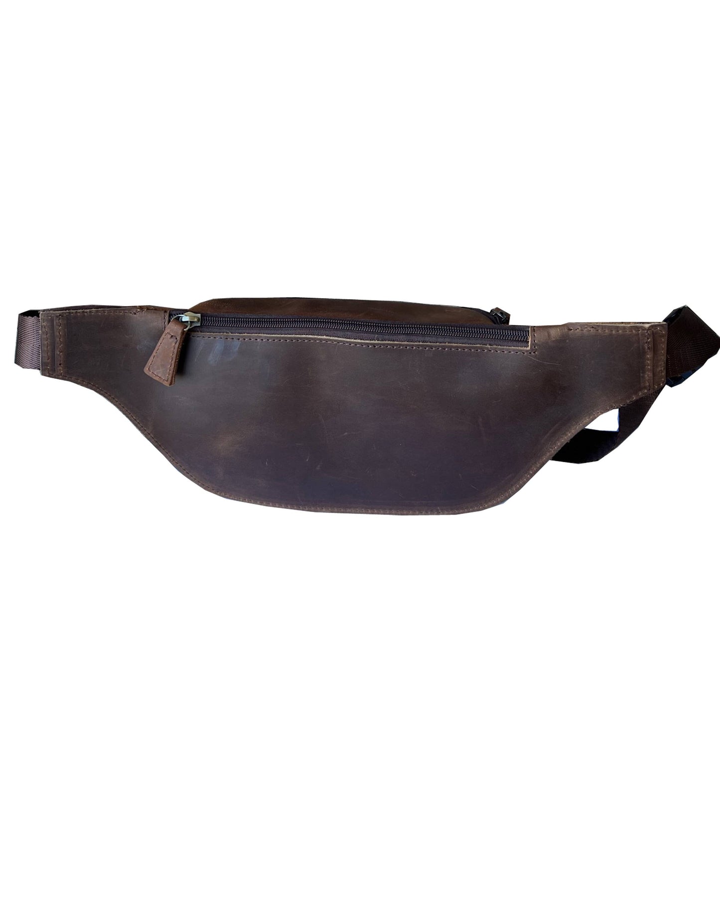 W021 crazy horse genuine leather fanny pack sling bag: Light Brown