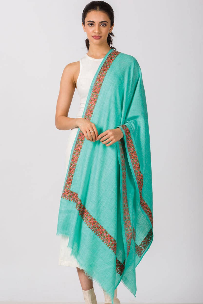 Taisha Hand Embroidered Shawls: Orchid