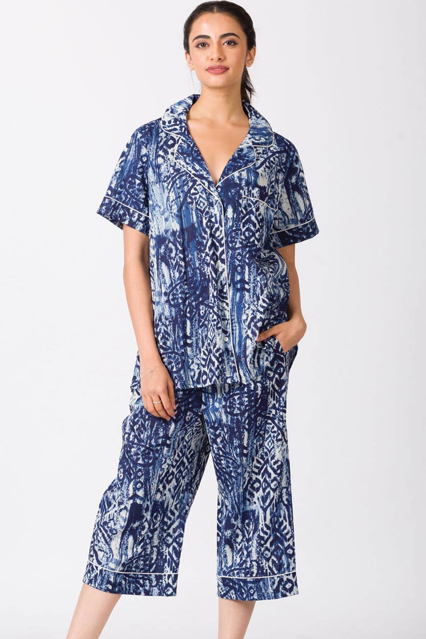Capri Pajama Set: Indigo Batik