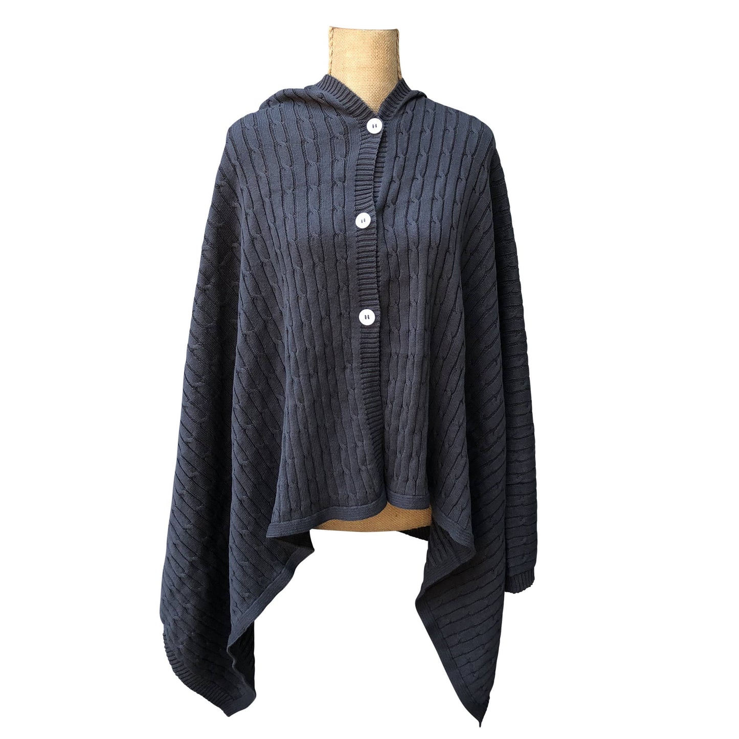 Klara Button Poncho Charcoal