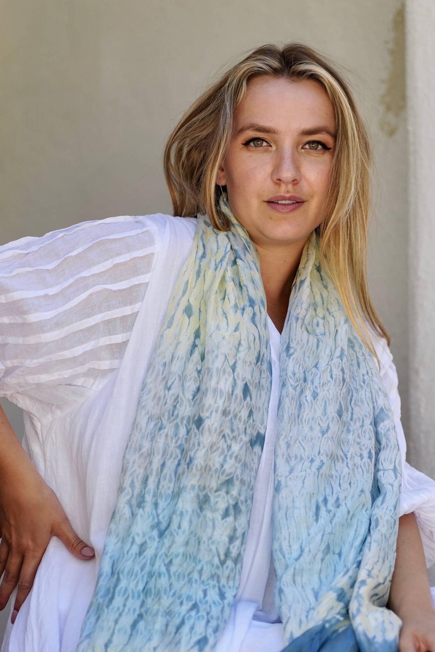 100% Shibori Silk Scarf