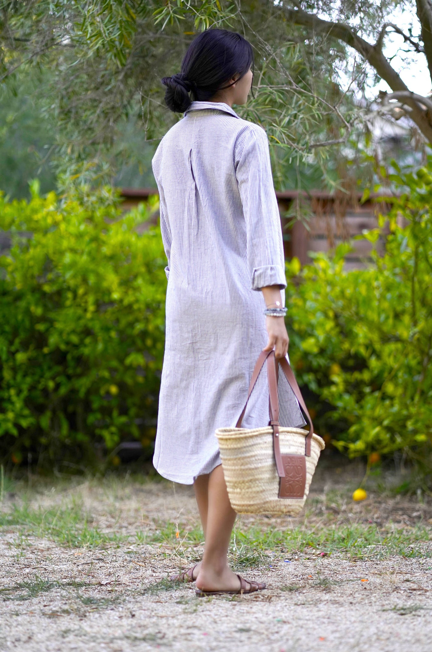 Chloe Pinstripe Shirt Dress Blue: Blue / S/M