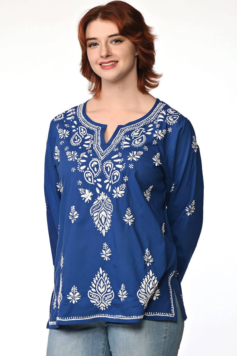 Saheli Embroidered Tunics: Navy Blue / L/XL