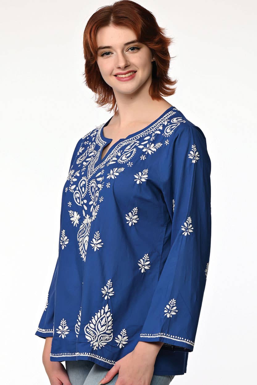 Saheli Embroidered Tunics: Navy Blue / L/XL