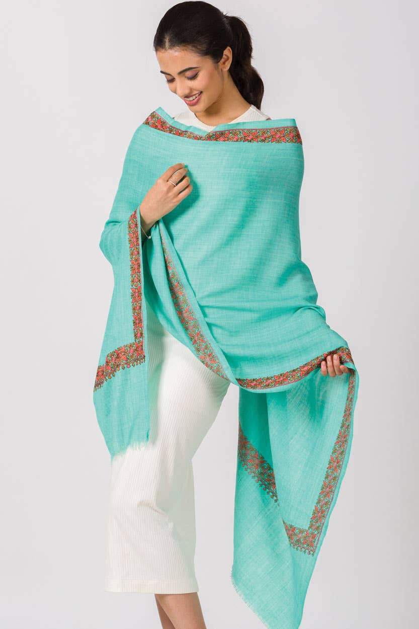 Taisha Hand Embroidered Shawls: Orchid