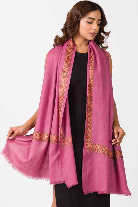Taisha Hand Embroidered Shawls: Orchid