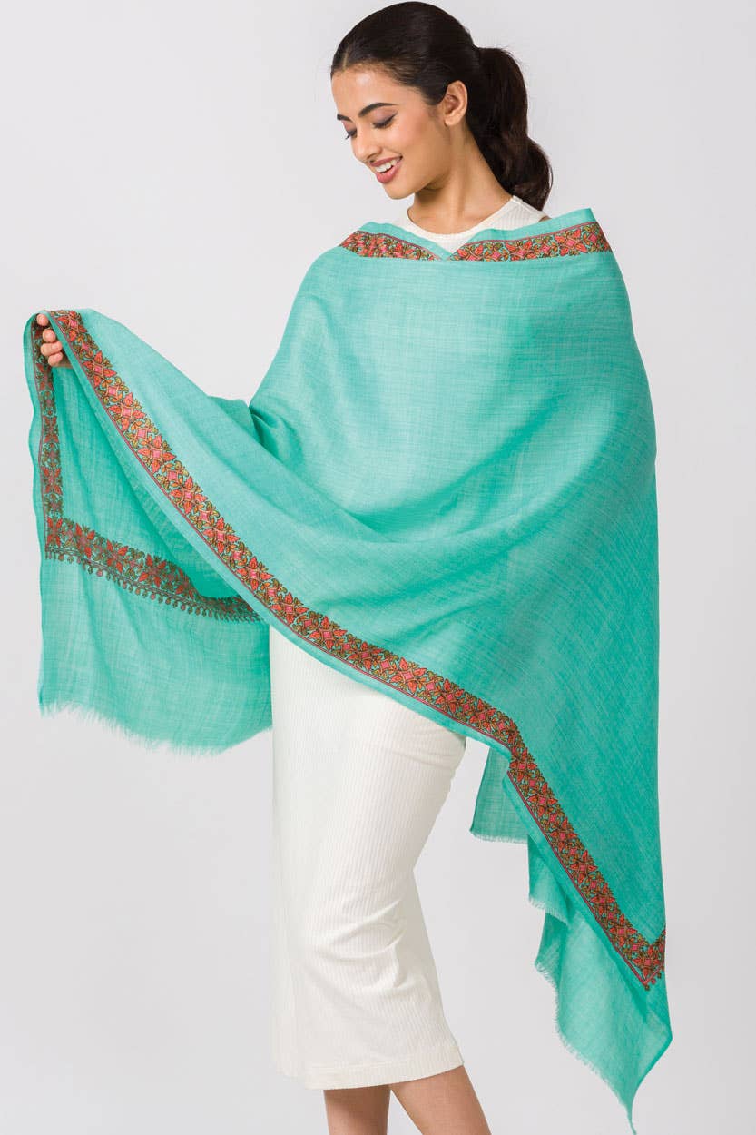 Taisha Hand Embroidered Shawls: Orchid