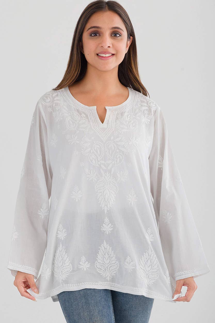 Saheli Embroidered Tunics: Navy Blue / S/M
