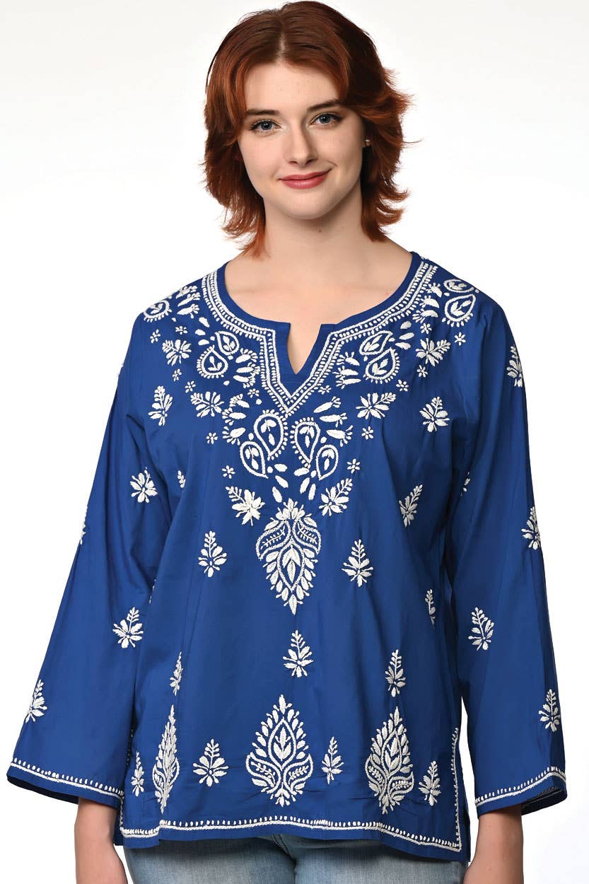 Saheli Embroidered Tunics: Navy Blue / L/XL