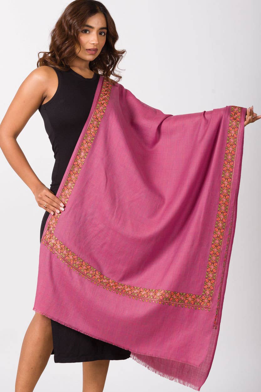 Taisha Hand Embroidered Shawls: Orchid