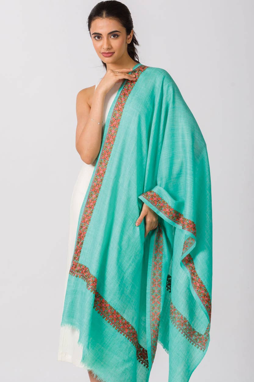Taisha Hand Embroidered Shawls: Orchid