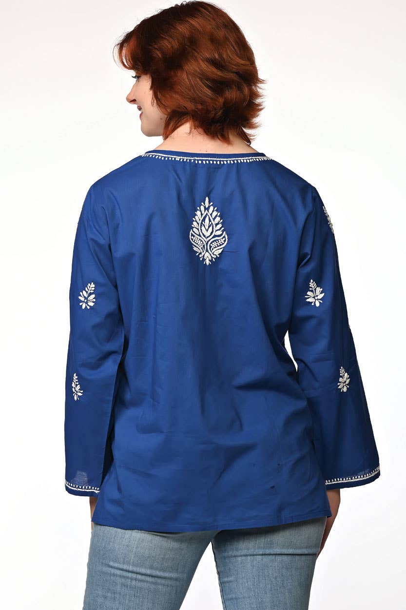 Saheli Embroidered Tunics: Navy Blue / S/M
