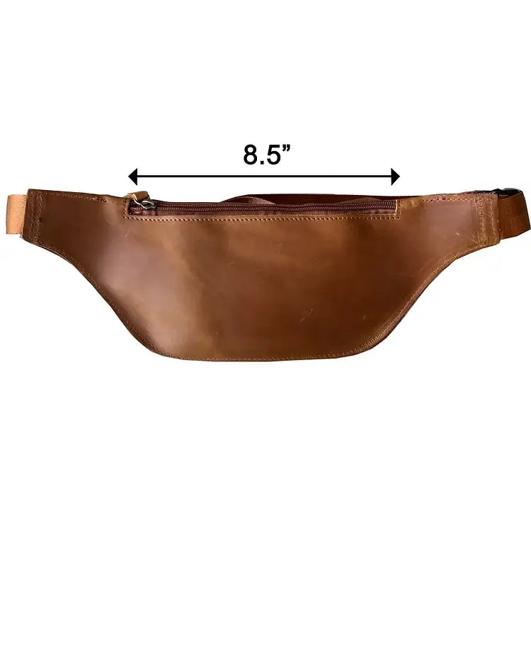 W021 crazy horse genuine leather fanny pack sling bag: Light Brown