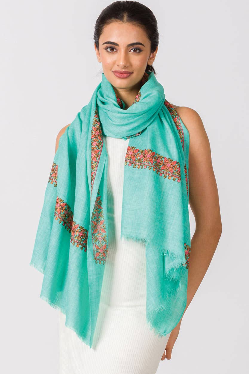 Taisha Hand Embroidered Shawls: Orchid