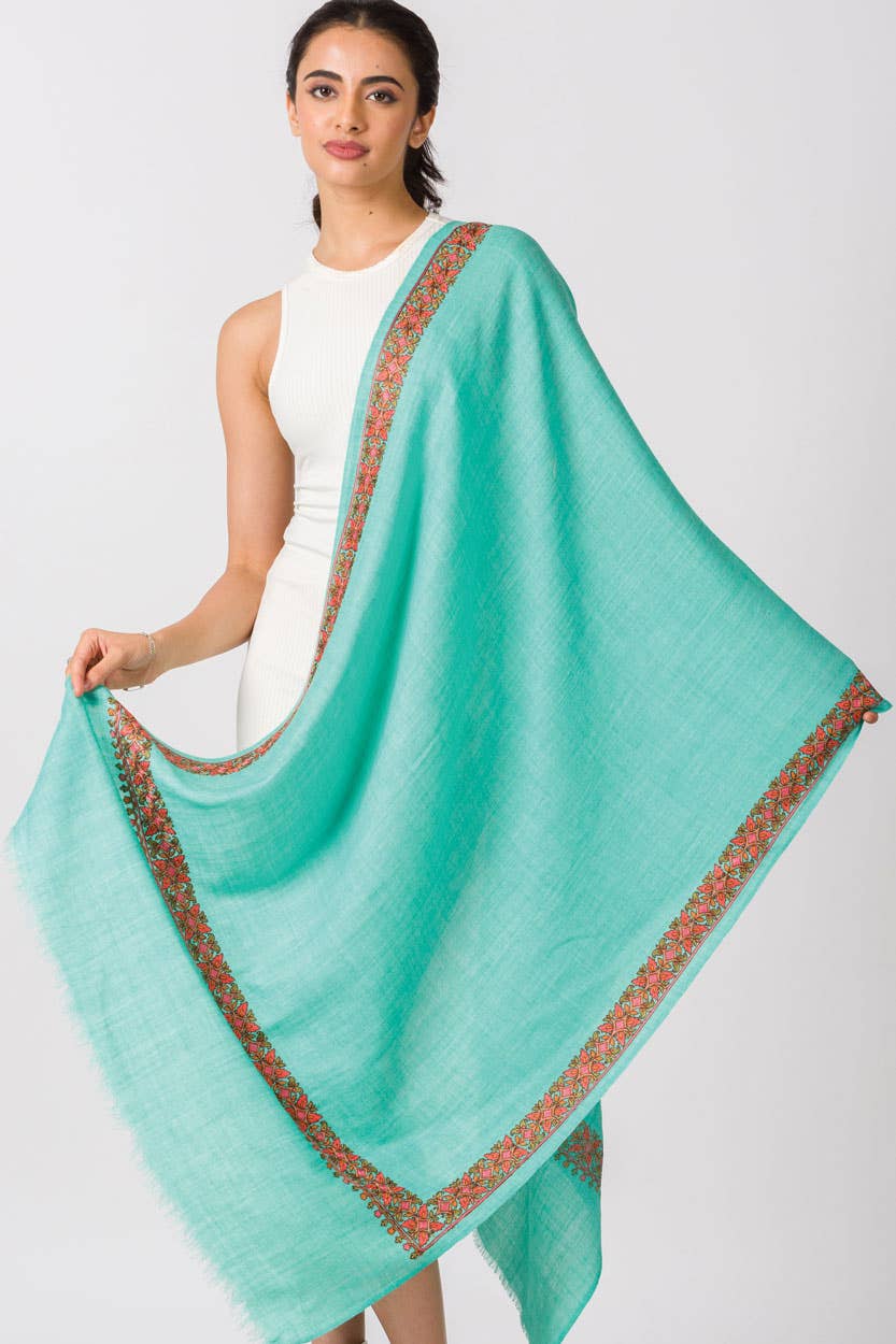 Taisha Hand Embroidered Shawls: Orchid