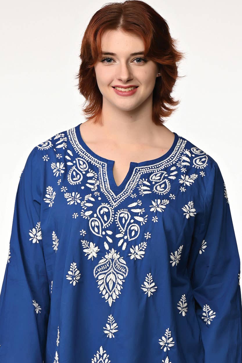 Saheli Embroidered Tunics: Navy Blue / S/M