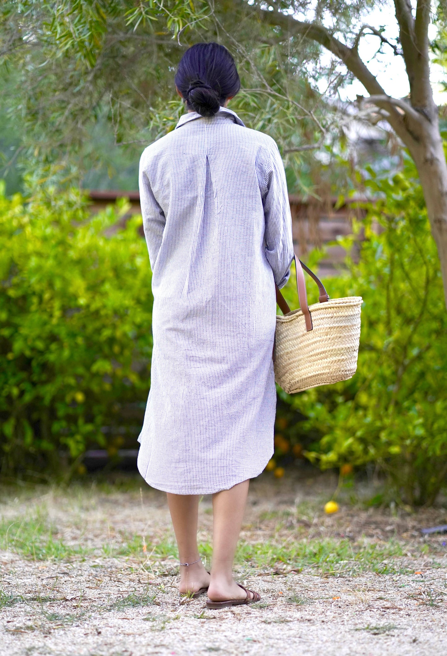 Chloe Pinstripe Shirt Dress Blue: Blue / L/XL