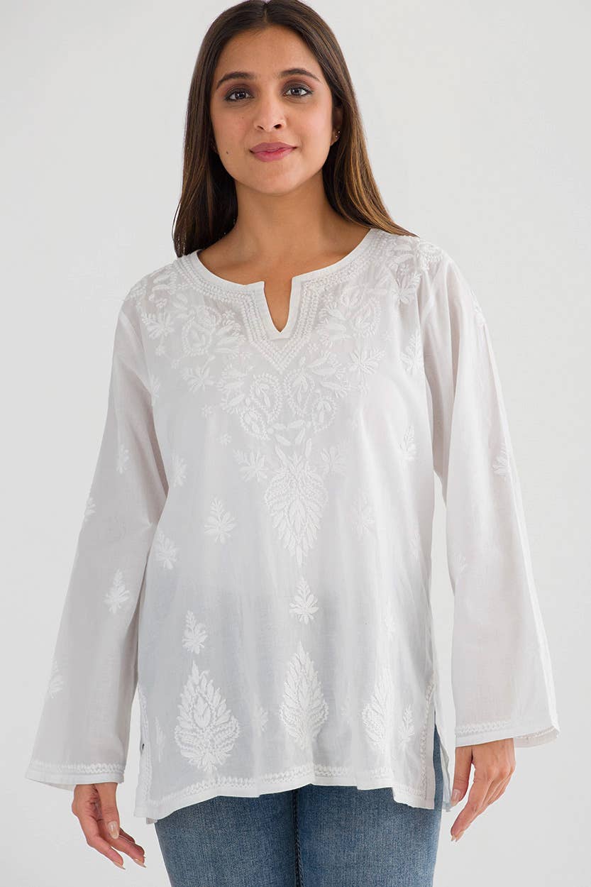 Saheli Embroidered Tunics: Navy Blue / S/M