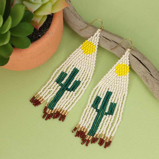 Desert Vistas Beaded Cactus Earrings