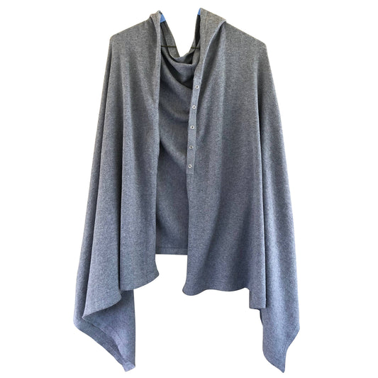 Shoulder Snap Poncho Gray
