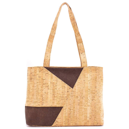 Natural Cork Handbag with Colorful Panels