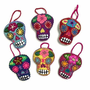 Sugar Skull Embroidered Ornament - Mexico