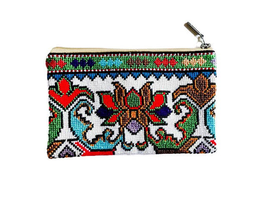 White Cotton Flower Needle Point Clutch