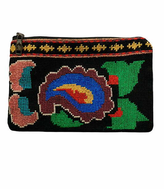 Black Paisley Needle Point Clutch