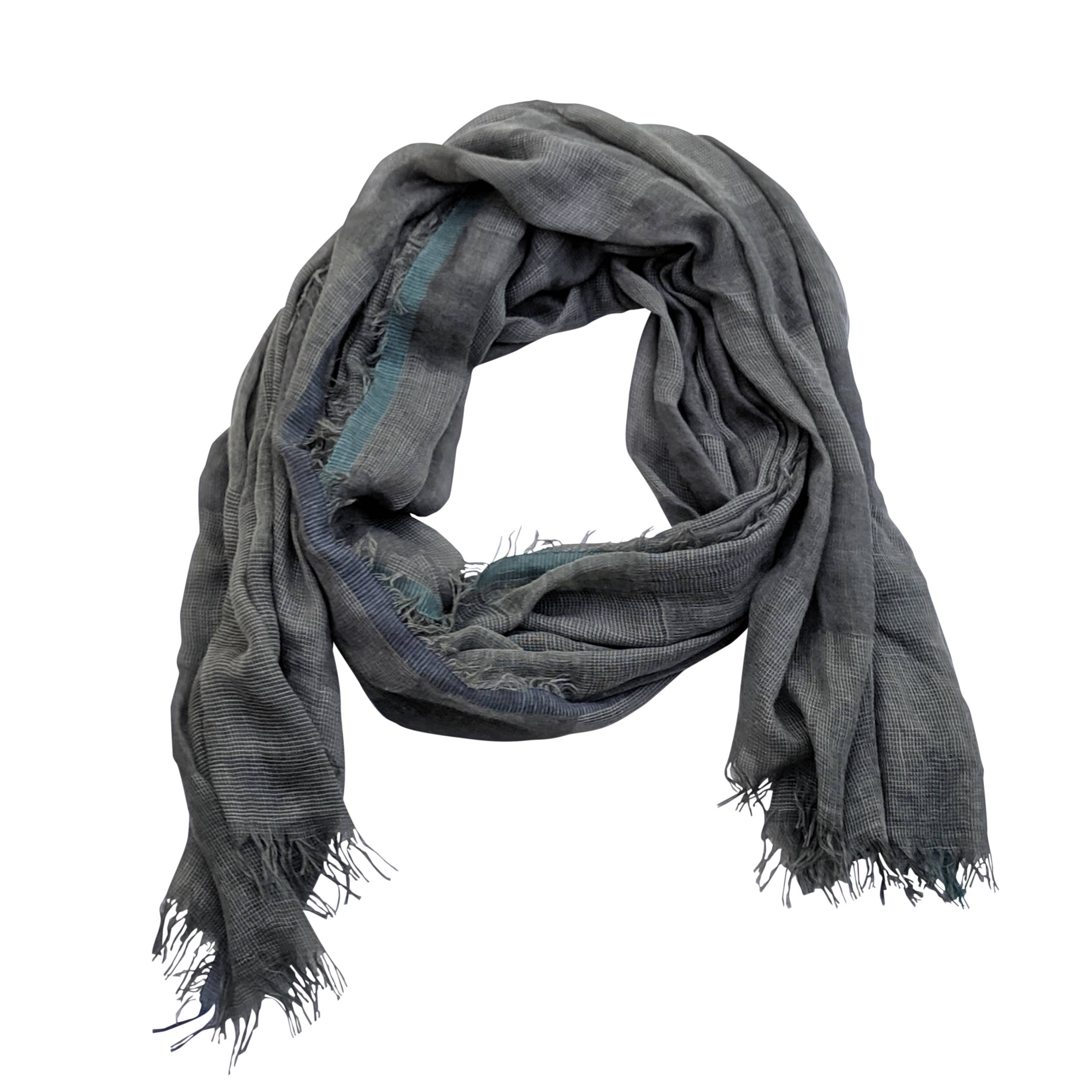 Soft Solid Scarf with Feather Fringe Grey