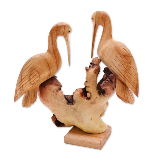Crane Couple Wood sculpture