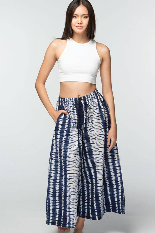 Shibori Pants: Indigo & White / L/XL